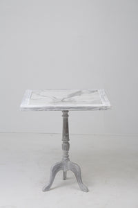Weathered White Wooden Cafe Table/Hall Table with Fake White Marble Top 2' x 2.5'ft - GS Productions