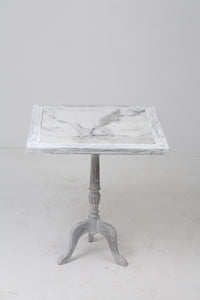 Weathered White Wooden Cafe Table/Hall Table with Fake White Marble Top 2' x 2.5'ft - GS Productions