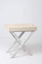 Load image into Gallery viewer, Weathered White &amp; Off-white Wooden Table with Leather Table Top 1.5&#39; x 2.5&#39;ft - GS Productions
