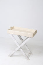 Load image into Gallery viewer, Weathered White &amp; Off-white Wooden Table with Leather Table Top 1.5&#39; x 2.5&#39;ft - GS Productions
