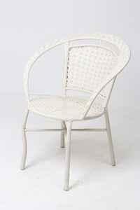 White Plastic Cane Rattan Outdoor Chair 2' x 2.5'ft - GS Productions