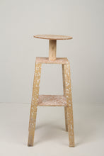 Load image into Gallery viewer, Brown Raw Wooden Sculpture Table with White Paint Splashes 1&#39; x 3.5&#39;ft - GS Productions
