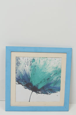 Blue & White Abstract Modern Art Print (Painting) with Blue Wooden Frame - GS Productions
