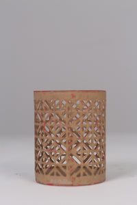 Beige & red old candle carved shade 04" - GS Productions