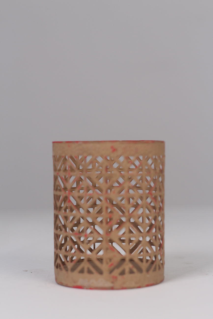Beige & red old candle carved shade 04