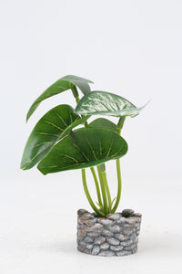 Set of 2 Grey Small Planter with Green Artificial Plant 2" x 6" - GS Productions