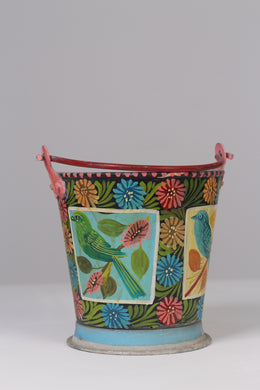 Pink , blue , black & Green/ multi coloured truck art bucket/planter 10