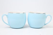 Load image into Gallery viewer, Set of 2 Light Blue &amp; White fine Bone China Tea cups with Gold Lining 5&quot; x 3&quot; - GS Productions
