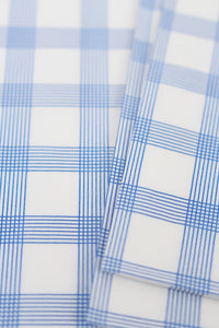 White & Blue Printed Tissue Paper Napkin Set with Check Pattern 6.5" x 6.5" - GS Productions