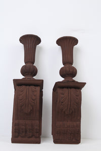 Set of 2 Brown Carved Wooden Wall Mount Candle Holder 5" x 17" - GS Productions