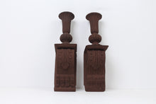 Load image into Gallery viewer, Set of 2 Brown Carved Wooden Wall Mount Candle Holder 5&quot; x 17&quot; - GS Productions
