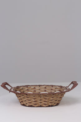 Brown straw basket with handles 11