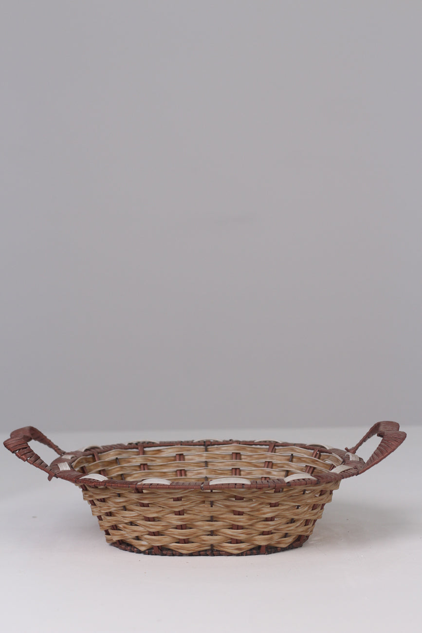 Brown straw basket with handles 11