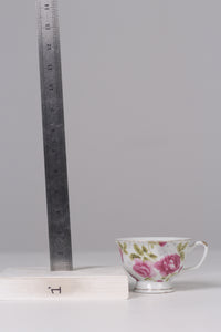 White & Pink bone floral china tea cup 03" - GS Productions