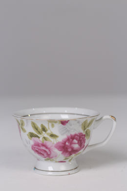 White & Pink bone floral china tea cup 03