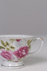 White & Pink bone floral china tea cup 03" - GS Productions