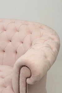 Light Pink Velvet 2 Seater Chesterfield Sofa 2.5' x 5.5'ft - GS Productions
