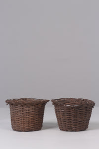 Set of 2 Brown cane baskets / planter 06" x 04" - GS Productions