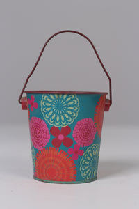 Orange ,pink & Blue /multi coloured decorative bucket for kids 09"x 07" - GS Productions