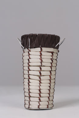 White , brown & copper weaved basket 06