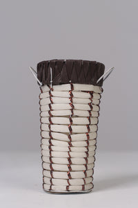 White , brown & copper weaved basket 06" - GS Productions