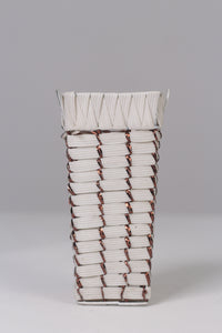 White & copper weaved basket  06" - GS Productions