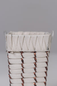 White & copper weaved basket  06" - GS Productions