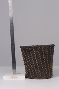 Black & brown rattan plastic weaved basket/planter 10"x 10" - GS Productions