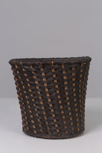 Black & brown rattan plastic weaved basket/planter 10"x 10" - GS Productions