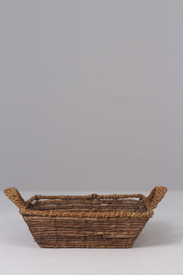 Brown straw & jute rope basket  with handles 11