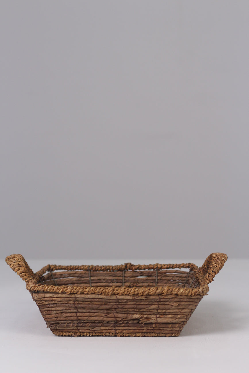 Brown straw & jute rope basket  with handles 11