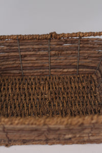 Brown straw & jute rope basket  with handles 11"x 04" - GS Productions