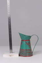 Load image into Gallery viewer, Sea green &amp; Red hand painted metal jug/vase 06 x 10&quot; - GS Productions

