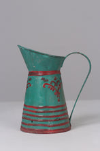 Load image into Gallery viewer, Sea green &amp; Red hand painted metal jug/vase 06 x 10&quot; - GS Productions
