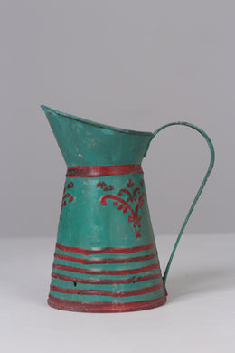 Sea green & Red hand painted metal jug/vase 06 x 10