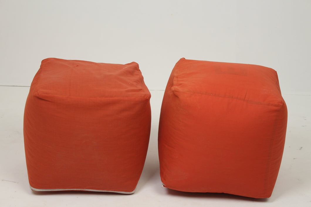 Set of 2 Burnt Orange Cube Bean Bags/Cushion/Seat 17