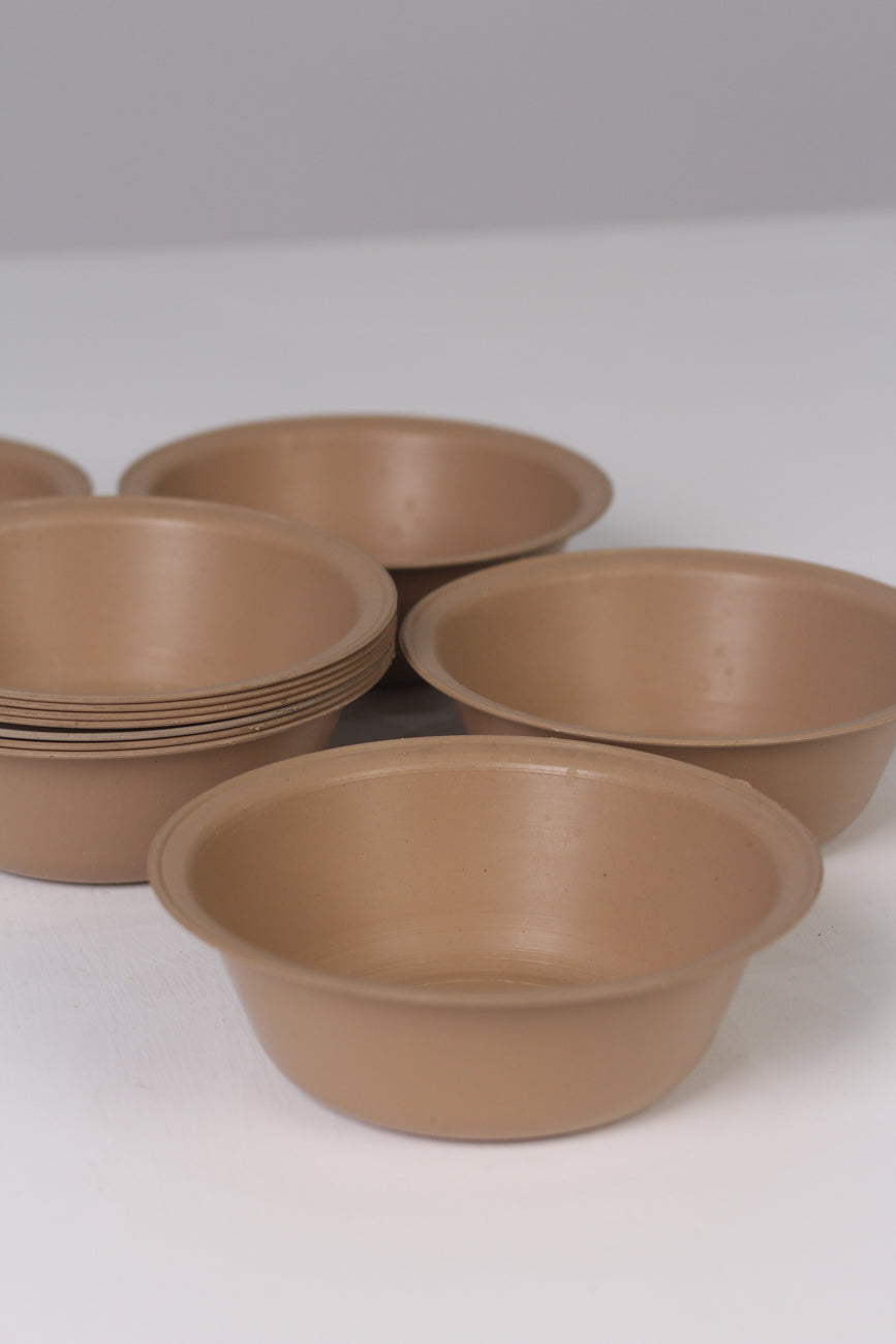 Set of 6 Beige Biscuit Plastic Bowls/Containers 3
