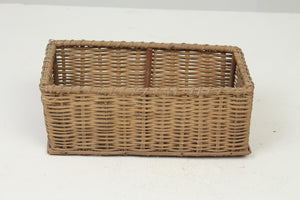 Brown  Rectangle Cane Basket 6.5" x 13.5" - GS Productions