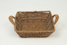 Load image into Gallery viewer, Brown Rectangle Jute Rope Basket with Handles 10&quot; x 10&quot; - GS Productions
