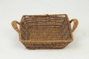 Brown Rectangle Jute Rope Basket with Handles 10" x 10" - GS Productions