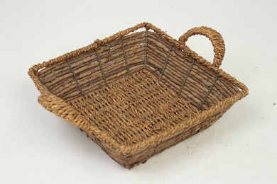 Brown Rectangle Jute Rope Basket with Handles 10