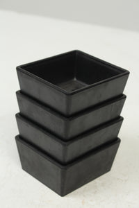 Set of 4 Black Plastic Squarish Bowls 3" x 4" - GS Productions