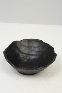 Set of 2 Black Abstract Shaped Plastic Serving Bowls 9" x 9" - GS Productions