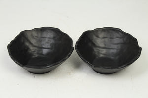 Set of 2 Black Abstract Shaped Plastic Serving Bowls 9" x 9" - GS Productions