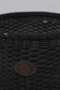 Black plastic cane weaved basket/planter 15"x 13" - GS Productions