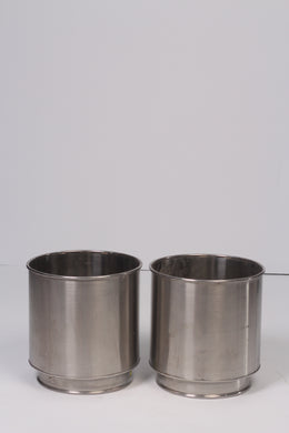 Set of 2 Silver chrome planters  13