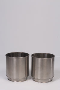 Set of 2 Silver chrome planters  13"x 14" - GS Productions