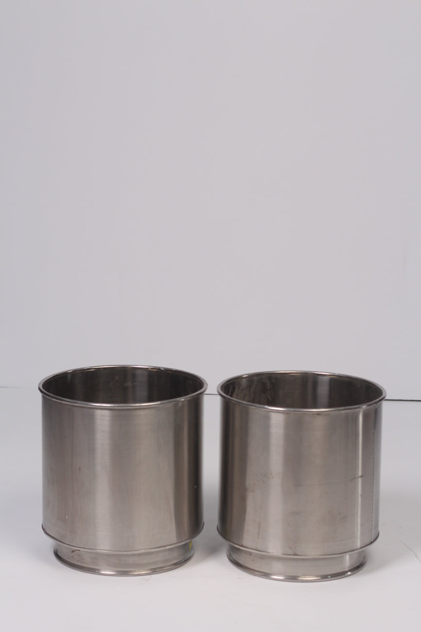 Set of 2 Silver chrome planters  13