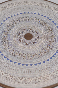 White & gold intricate hand painted traditional table 2' x 3'ft - GS Productions