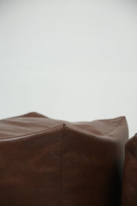 Set of 2 brown leather soft bean bags. - GS Productions